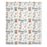 Personalized Baby Swaddle, Woodland Animal Blanket, Custom Swaddle Blanket, Woodland Theme